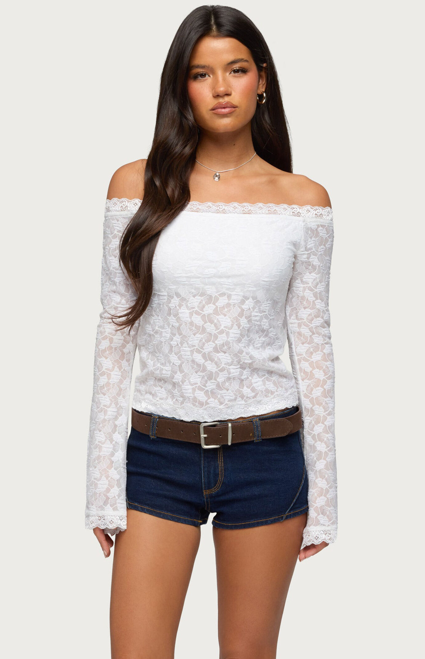 Edikted Built Bra Off Shoulder Lace Top