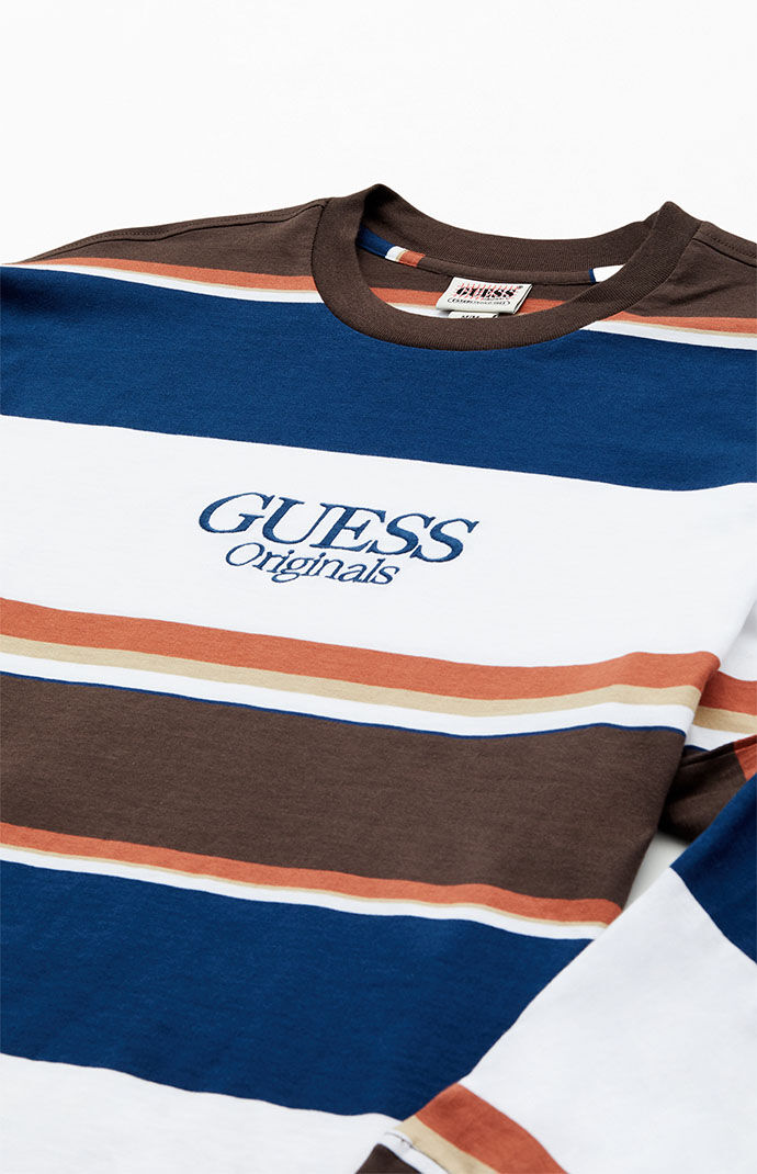 Orange striped guess shirt hot sale