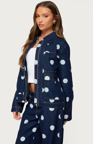 Leyah Polka Dot Oversized Denim Jacket image number 2