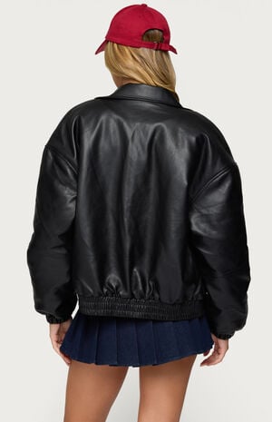 Halley Faux Leather Bomber Jacket image number 3