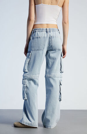 Light Blue Zip Off Low Rise&nbsp;Puddle Jeans image number 5
