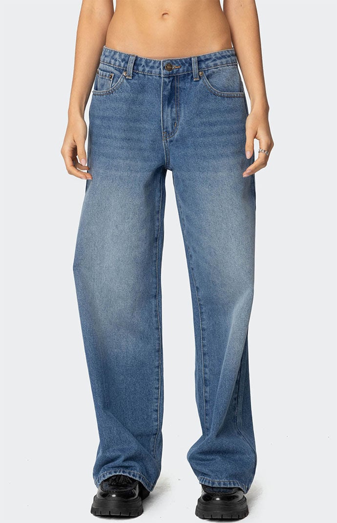 ◆TOOMUCHTAX◆ LOW RISE LOOSEFIT JEANS DARK BLUE TOOMUCHTAX Low Rise Loose-Fit Jeans - Blue | International Store