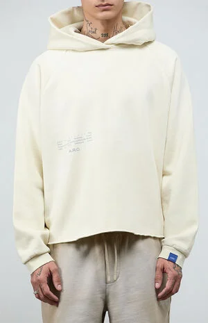 Light Gray&nbsp;Vintage Wash Heavyweight Raglan&nbsp;Cutoff&nbsp;Oversized Fleece Hoodie image number 3