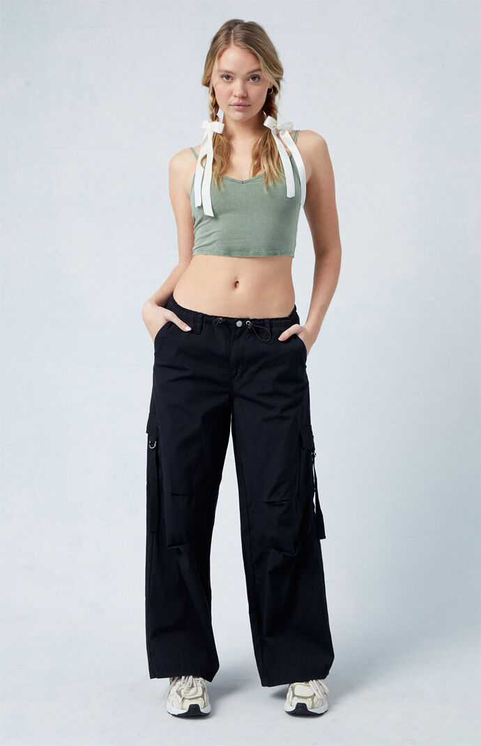 PacSun Black Toggle Baggy Cargo Pants PacSun