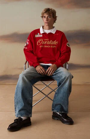 x Pacsun Red Overtake Eqpt Rugby Polo Shirt image number 1