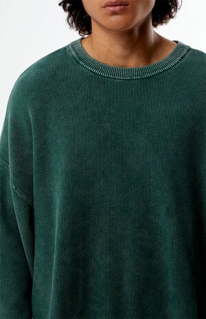 Green Textured Crew Neck Sweater image number 2