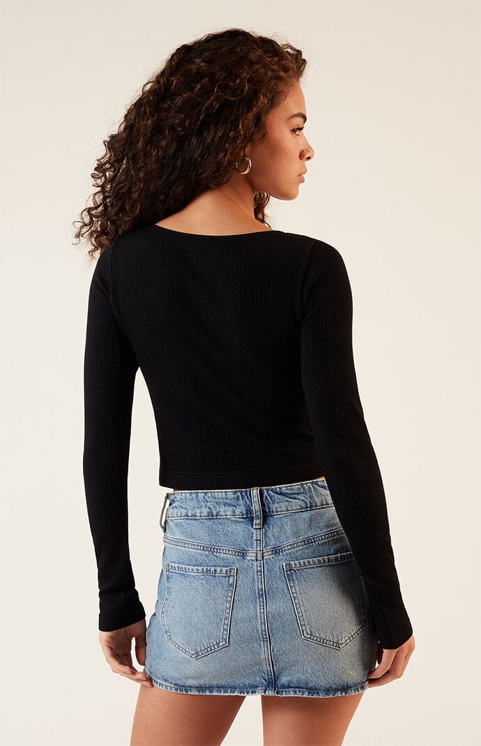 Contour Seamless Waffle Knit Cinched Long Sleeve Top | PacSun
