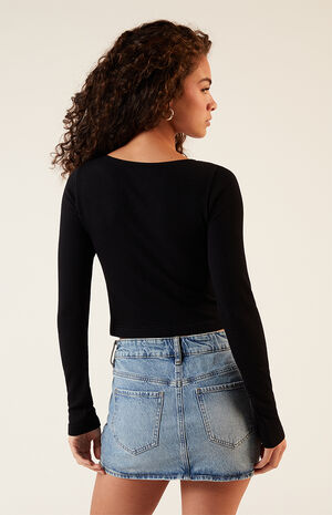 Seamless Waffle Knit Cinched Long Sleeve Top image number 3