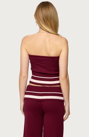 Kaliya Stripey Strapless Knit Top image number 3