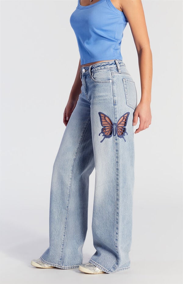 Pacsun Casey Low Rise Baggy Jeans Butterfly Applique
