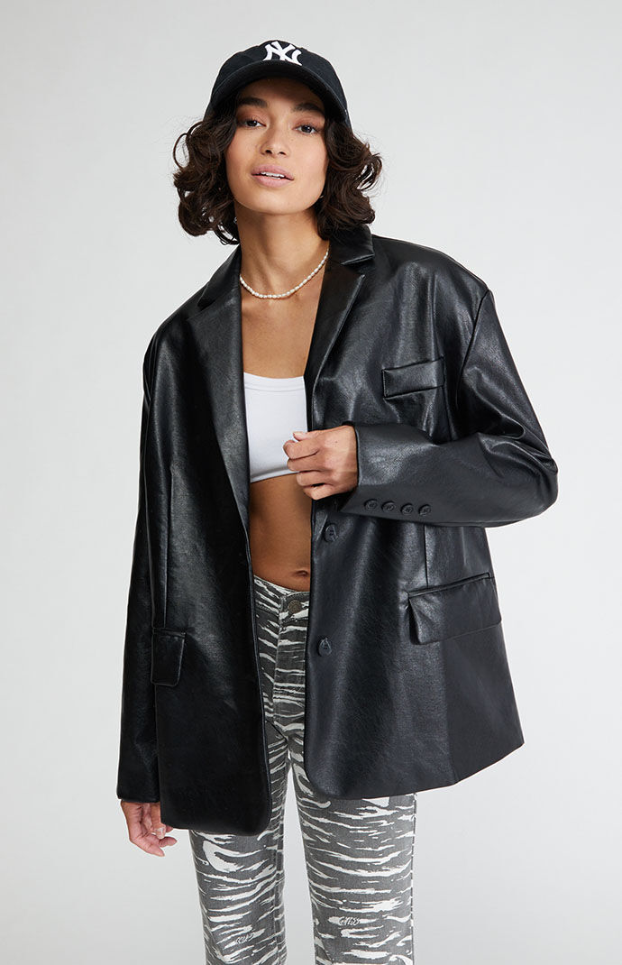 Leather oversized blazer on sale