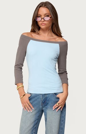 Keri Boat Neck Contrast Raglan Top image number 1
