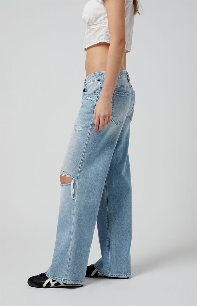 Pacsun Zoe Low Rise Girlfriend Jeans Ripped Light Indigo