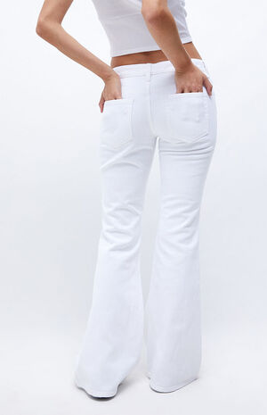 White Low Rise Flare Jeans image number 4