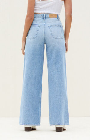 Medium Indigo Ripped Wide Leg Jeans image number 3