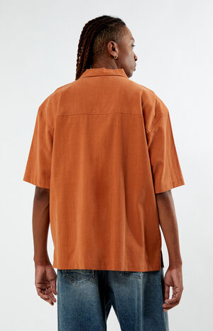 Orange Suede Tencel Camp Shirt image number 3