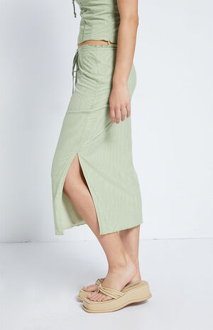 Olive Mesh Midi Skirt image number 2