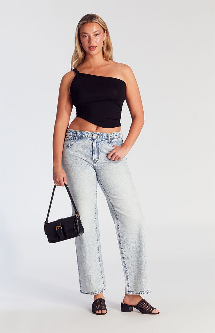 Image: Jordyn Acid Low Rise Straight Leg Jeans Light Indigo