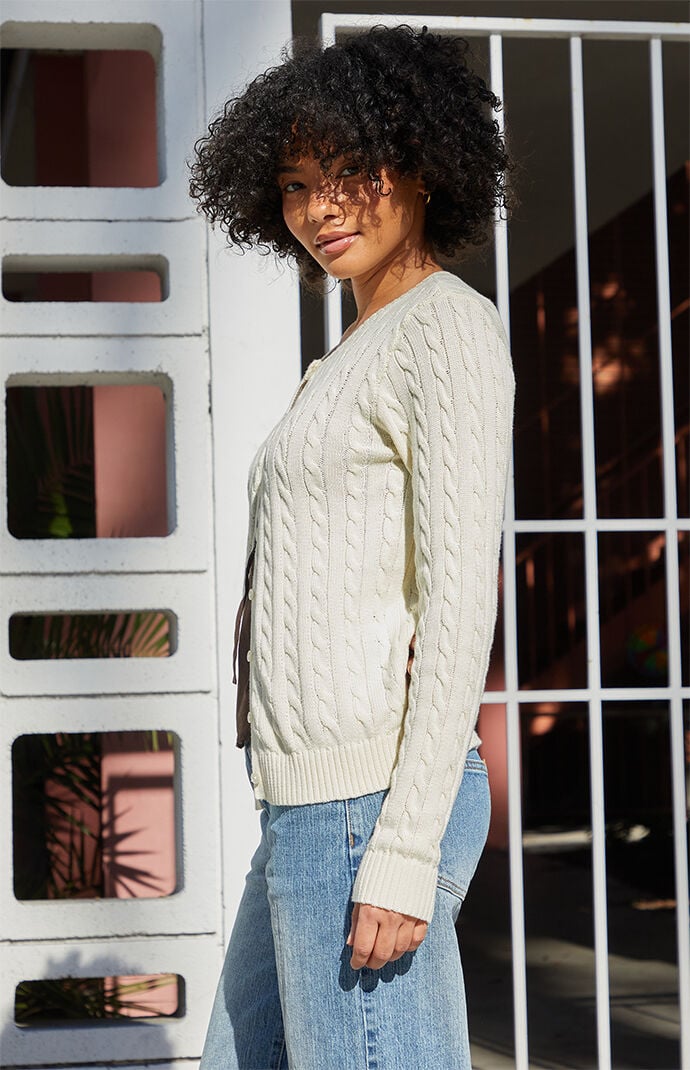 John Galt Cream Amalie Cable Knit Cardigan