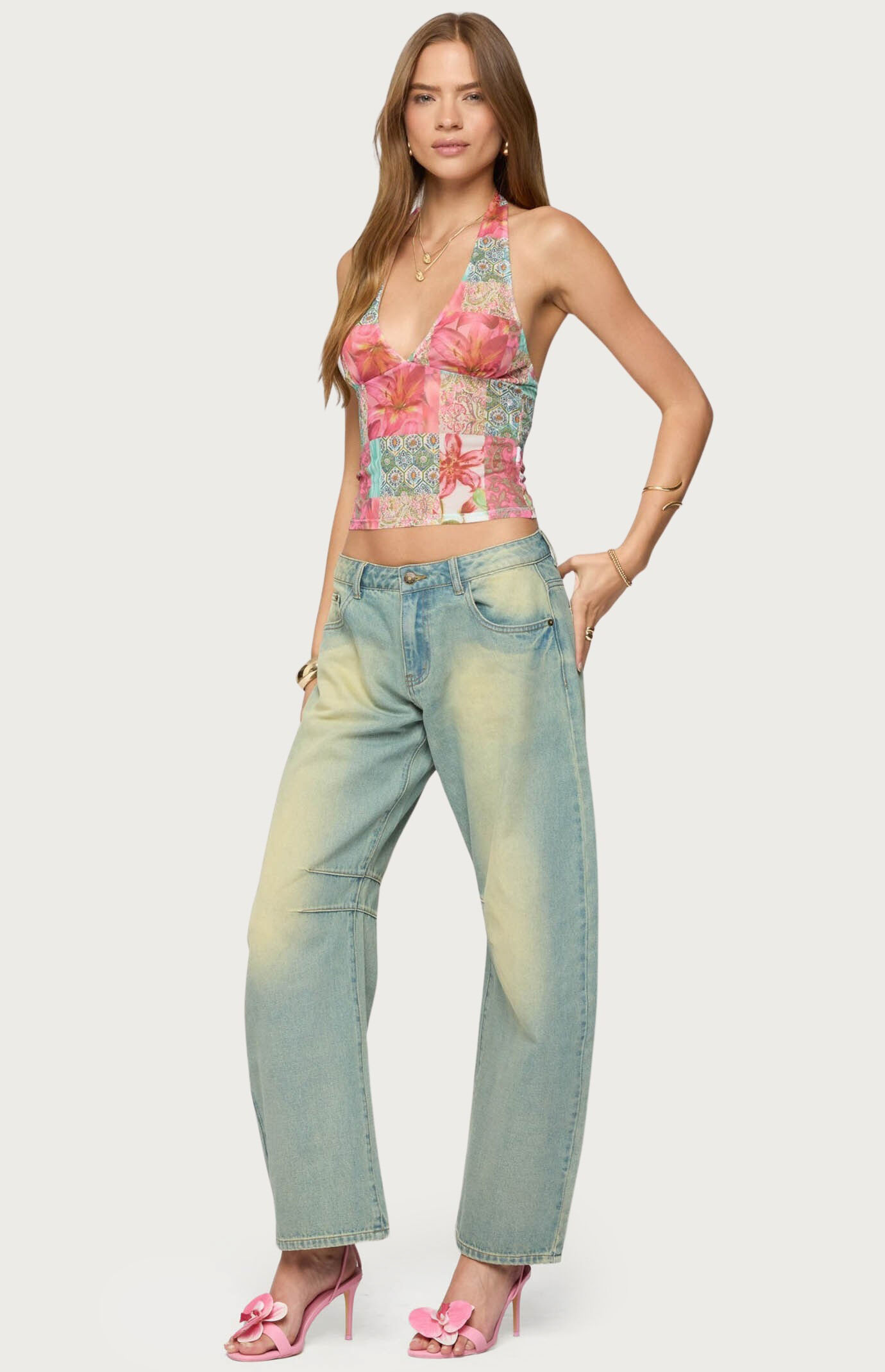 Edikted Catie Printed Mesh Halter Top