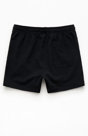Solid Black Seersucker 4.5" Swim Trunks image number 2