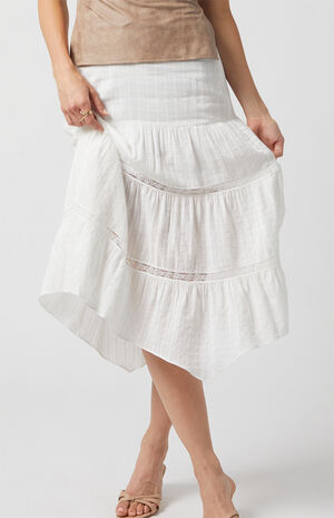 Lace Tiered Midi Skirt image number 4