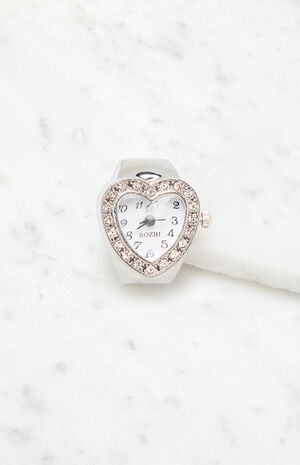Silver Heart Watch Ring image number 1