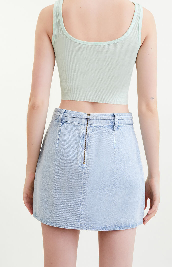 Belted Tulip Denim Skirt