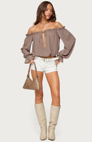 Juna Off Shoulder Ruffle Chiffon Top image number 5