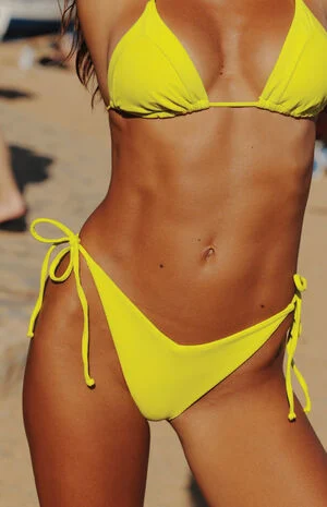 Love Triangle Ribbed High Cut Side Tie Bikini Bottom image number 1