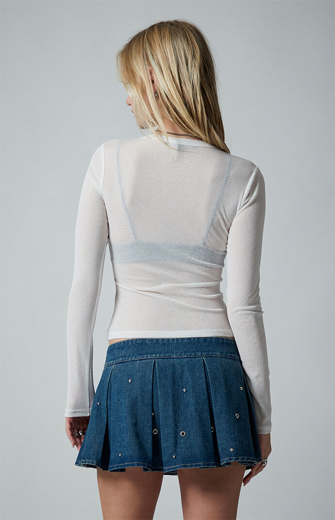 Third Charm Ayana Studded Pleated Low Rise Denim Mini Skort