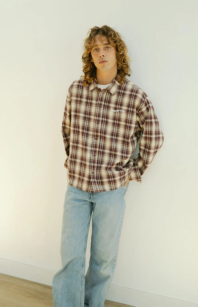 MUSEUM OF PEACE & QUIET Wordmark Button Up Long Sleeve Shirt