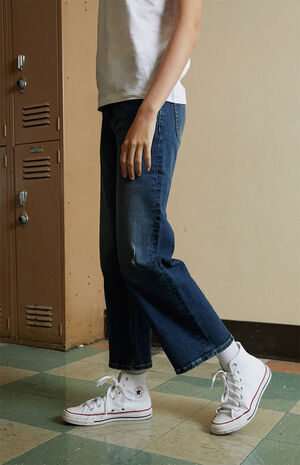 Dark Blue Straight Leg Jeans image number 3