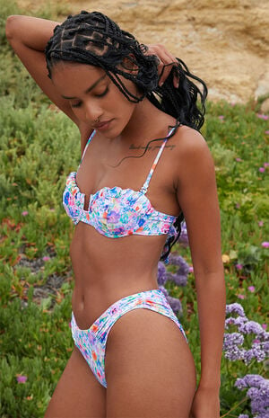 Eco Wildflowers Audrey Ruched High Cut Bikini Bottom image number 2