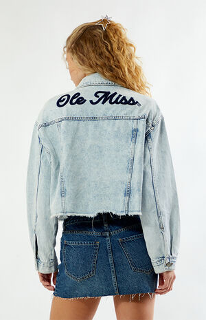 Mississippi Ole Miss Frayed Cropped Denim Jacket image number 5