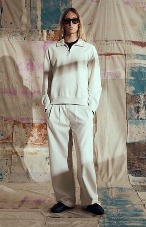 by Pacsun Cream Embroidered Quarter Zip Sweatshirt image number 2
