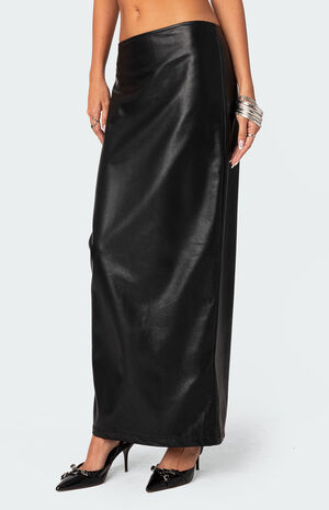 Nalaya Slitted Faux Leather Maxi Skirt image number 3