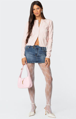 Contrast Bow Knit Cardigan image number 2