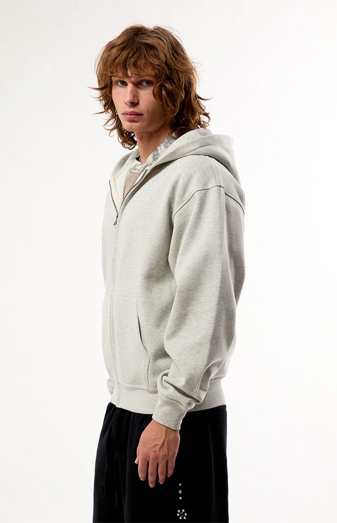 Pacsun Heather Grey Snow Wash Full Zip Hoodie