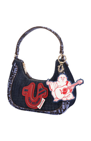 Graphic Trim Denim Hobo Bag image number 3