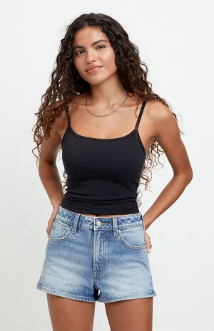 Ivy High Waisted Festival Jean Shorts Medium Blue image number 3