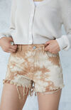 Sand Tie Dye High Waisted Denim Festival Shorts Sand Tie Dye High Waisted Denim Festival Shorts image number null