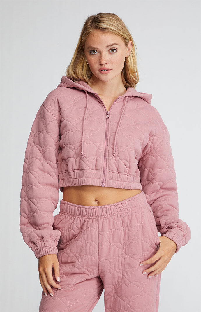 PacSun Nevada Quilted Cropped Zip Hoodie PacSun