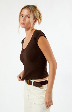 Seamless Waffle Knit Cinched Top image number 2