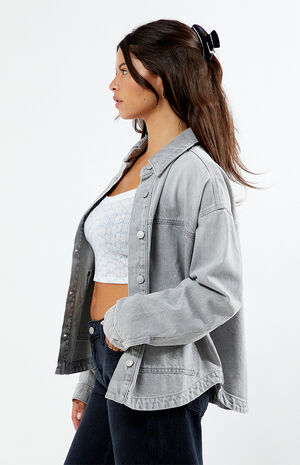 Light Gray Denim Shacket image number 3