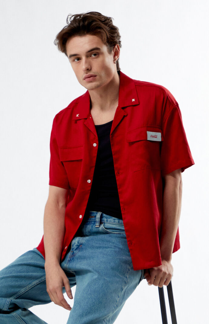 Coca-Cola By PacSun Fountains Woven Camp Shirt | Pacsun