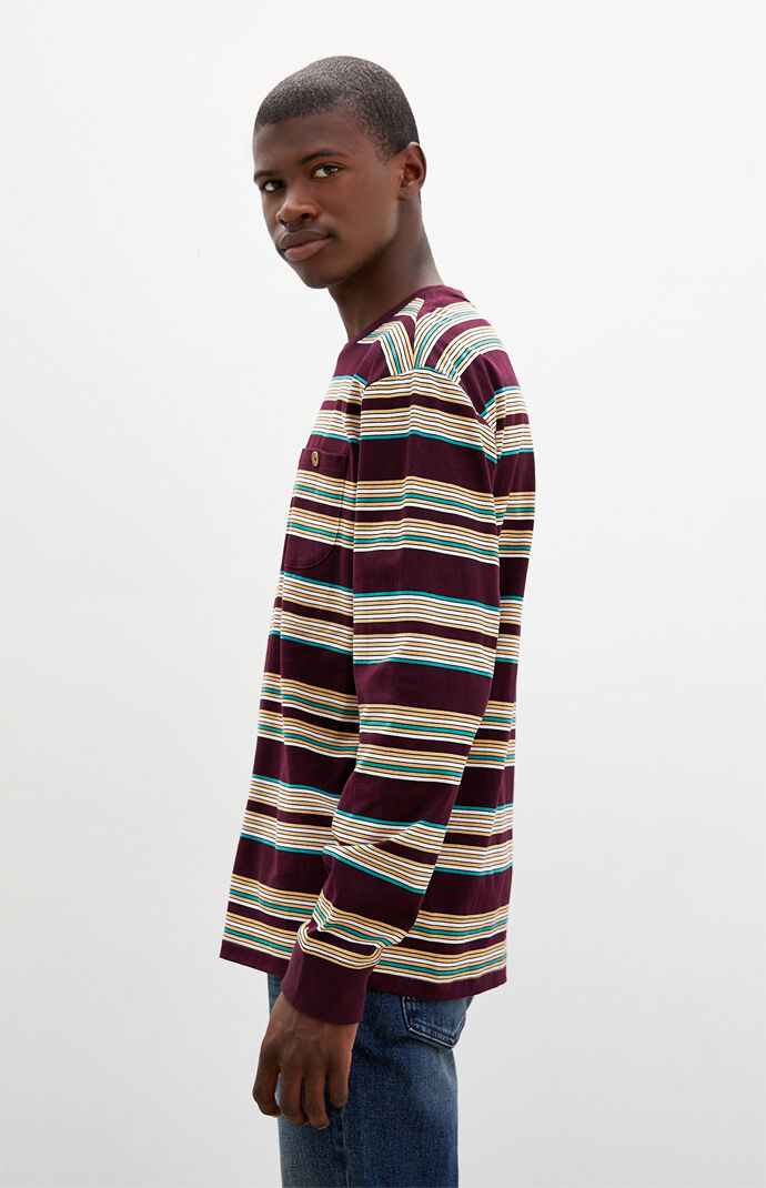 Yaz Striped Curved Pocket Long Sleeve T-Shirt