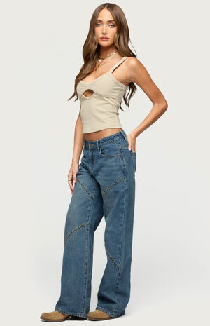 Charla Stud Low Rise Baggy Jeans image number 4