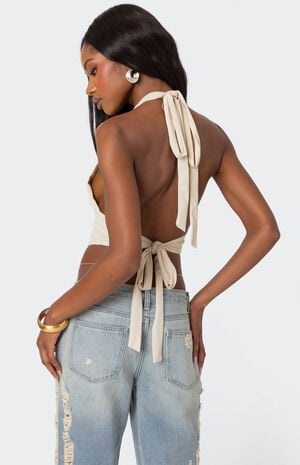 Open Back Triangle Halter Top image number 4