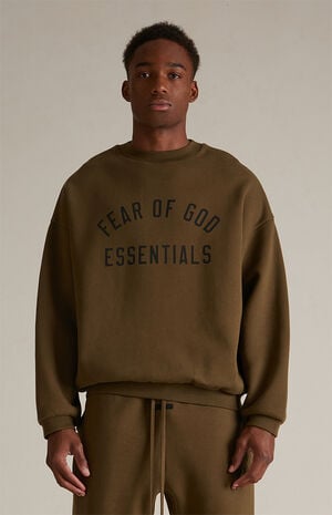Olive Fleece Crew Neck Sweatshirt image number 2